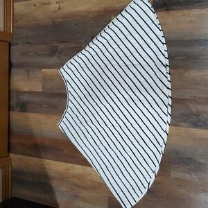 Lauren Ralph Lauren black white diagonal striped cotton circle skirt